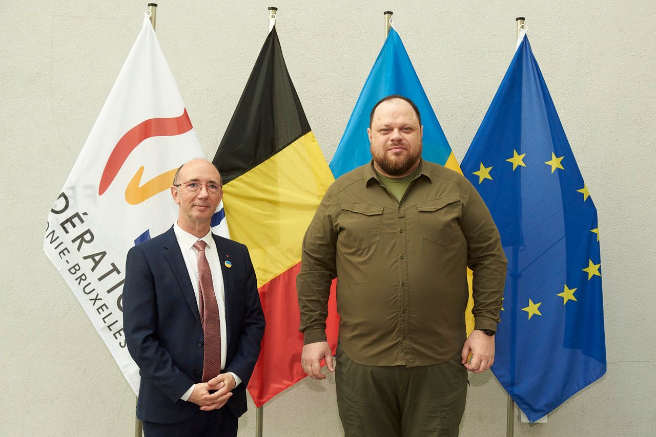Photo de Rudy Demotte et Ruslan Stefanchuk, Président de la Verkhovna Rada, le parlement ukrainien